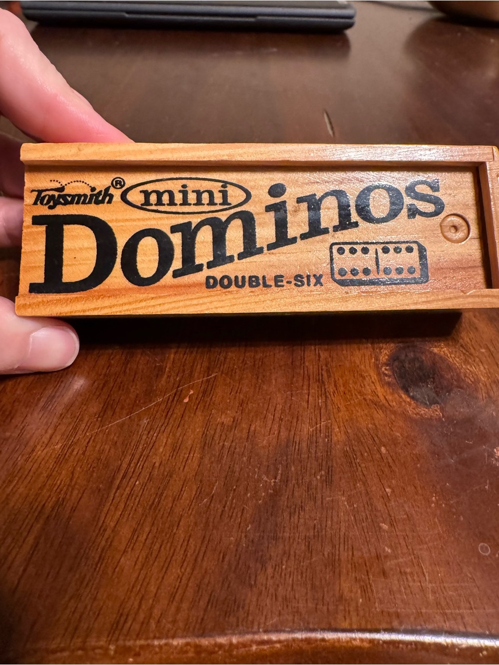 Mini Dominos Double-Six Wooden Set - Natural Wood read description
